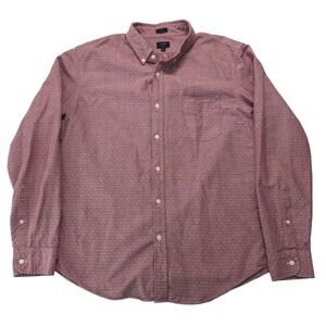 J Crew Slim Fit Burgundy Dotted Oxford Button Down Dress Shirt Mens XL Casual